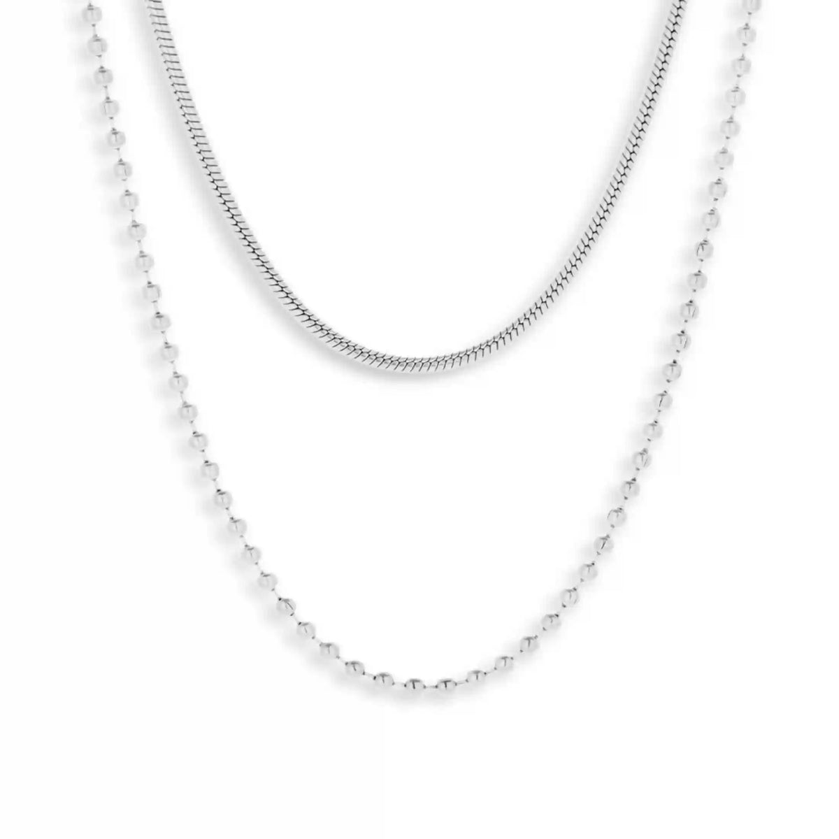 Layered Snake & Bead Chain Necklace