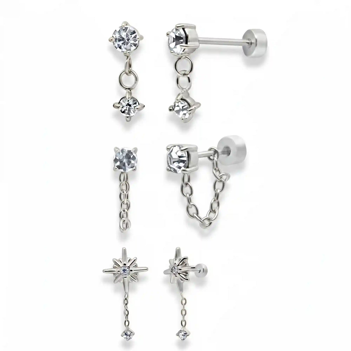 Meet Me At Midnight Flat Back 3-Piece Earring Set