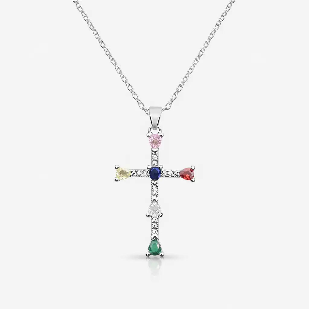 Rainbow Blessings Cross Necklace