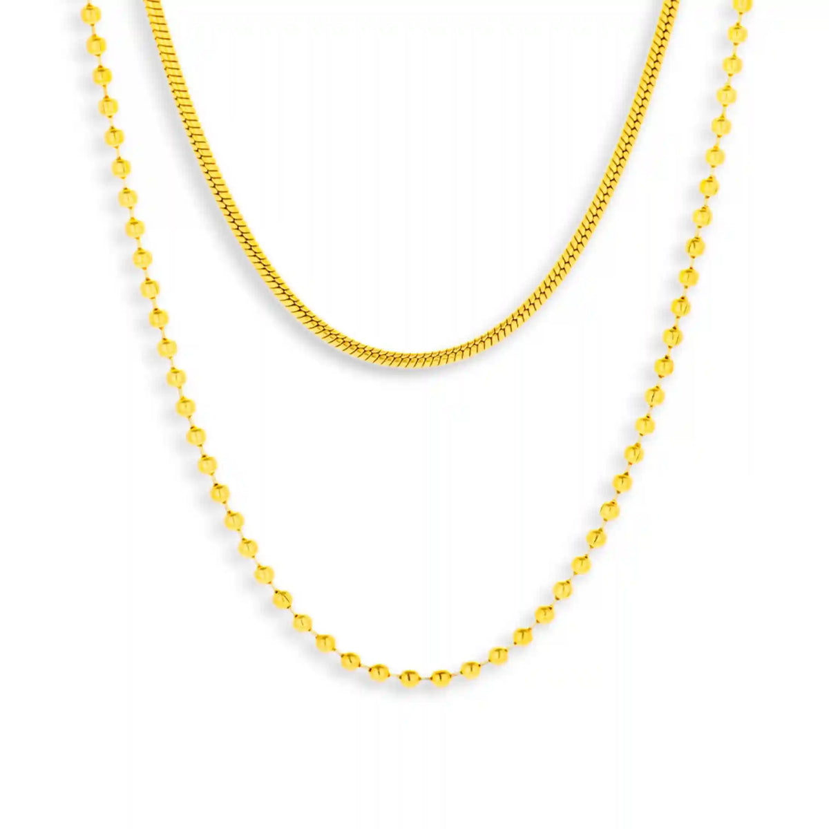 Layered Snake & Bead Chain Necklace