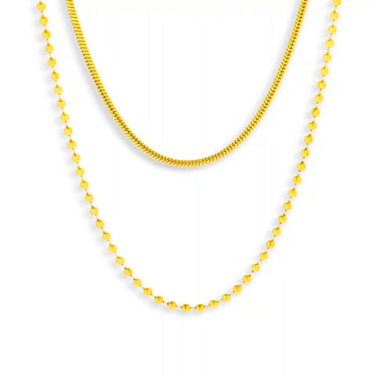 Layered Snake & Bead Chain Necklace