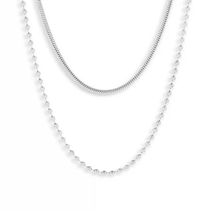 Layered Snake & Bead Chain Necklace
