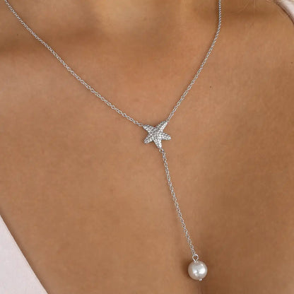 Pearly Sea Lariat Necklace