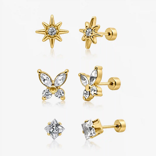 Eternal Twinkle 3 Pack Flat Back Earrings Set