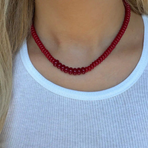 Scarlet Glow Beaded Necklace