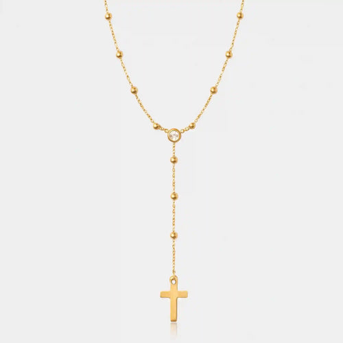 Alessia Lariat Cross Necklace