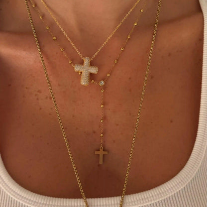 Alessia Lariat Cross Necklace