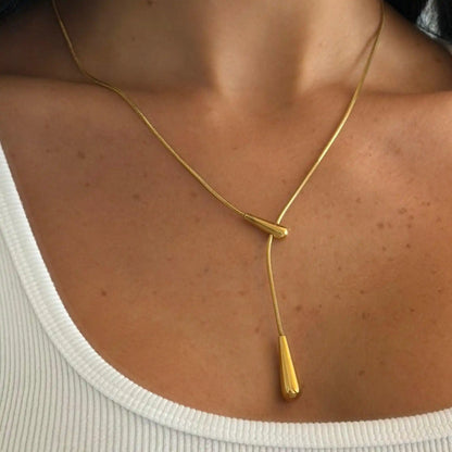 Golden Drip Lariat Necklace