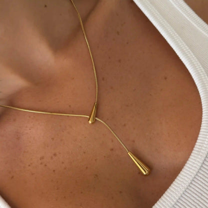 Golden Drip Lariat Necklace
