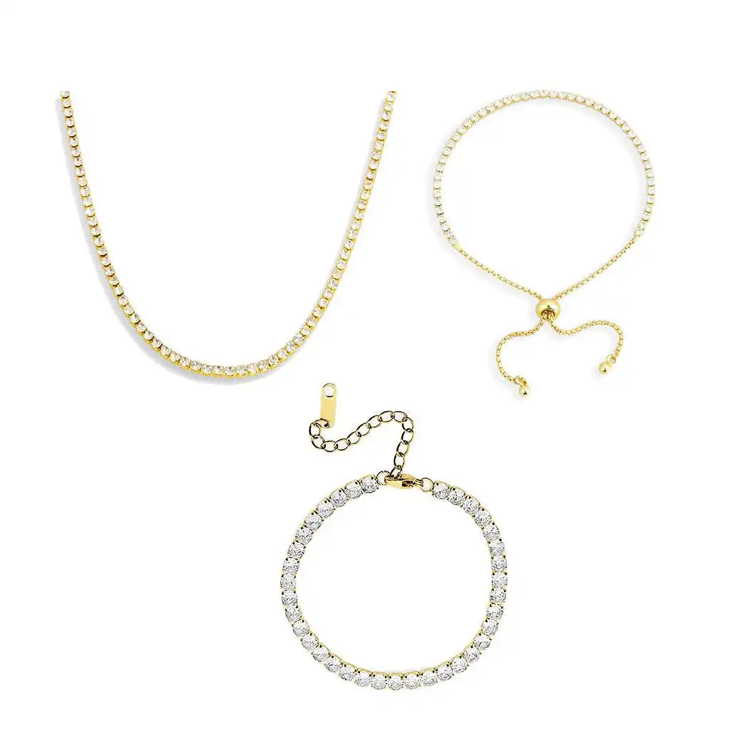 Icy Tennis Necklace & Bracelet 3 Piece Bundle