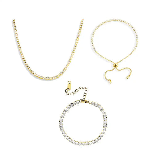 Icy Tennis Necklace & Bracelet 3 Piece Bundle