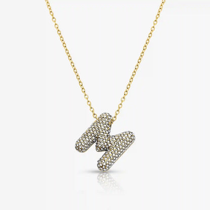 Pave Bubble Letter Necklace