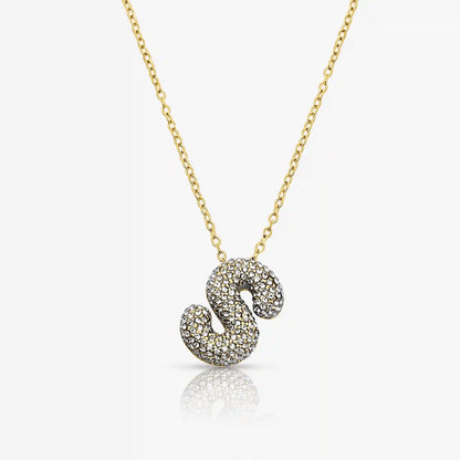 Pave Bubble Letter Necklace