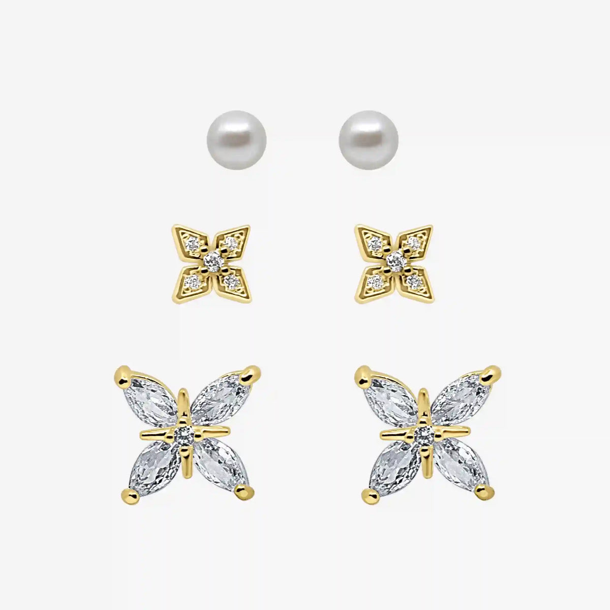Petite Bloom Stud Earrings 3 Piece Pack