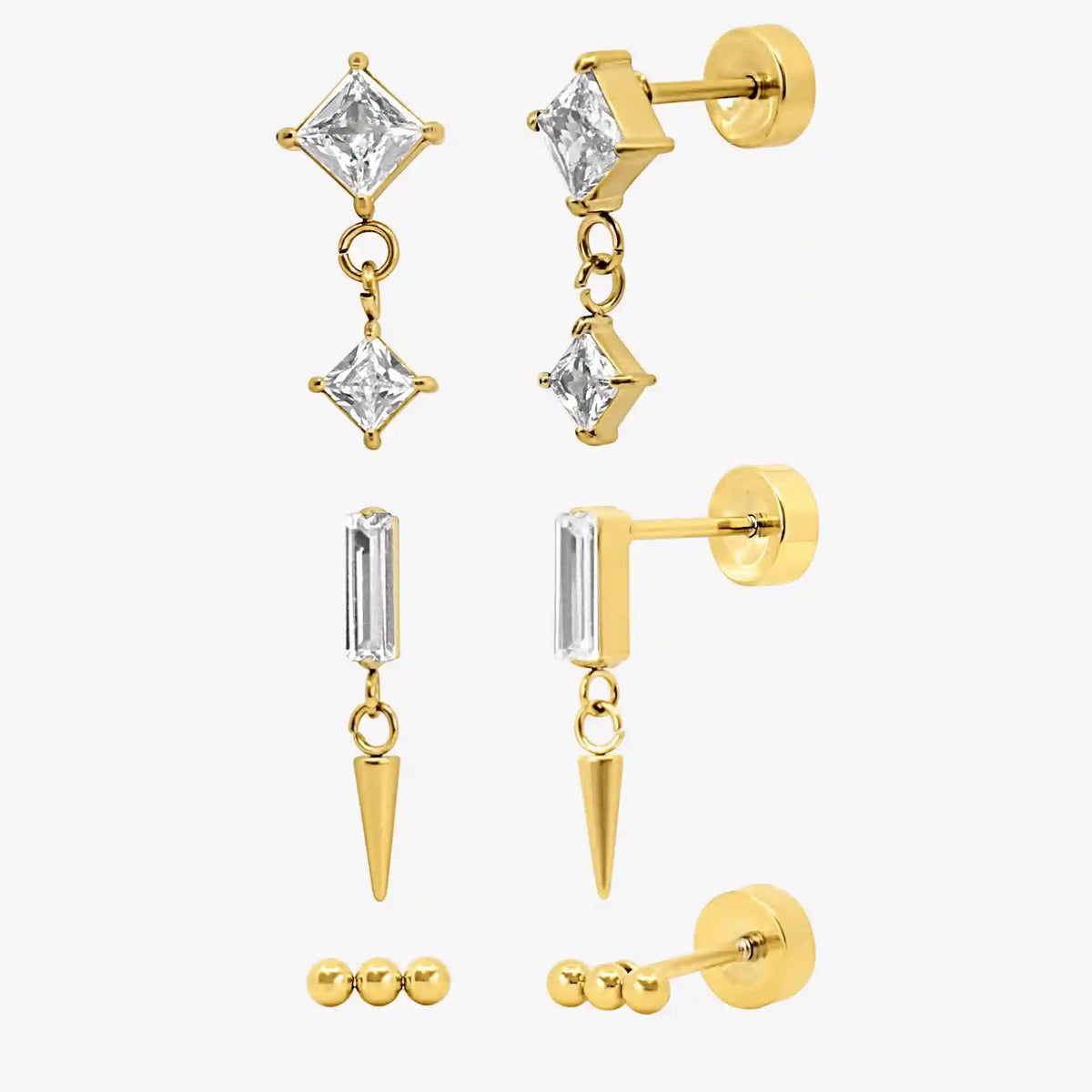 Flat Back Earrings Set Collection