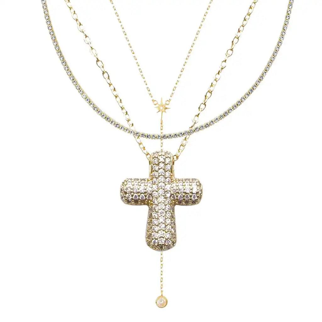 Icy Cross 3-Piece Necklace Bundle