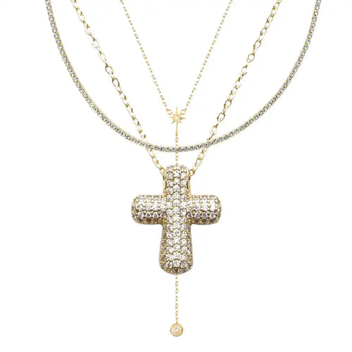 Icy Cross 3-Piece Necklace Bundle