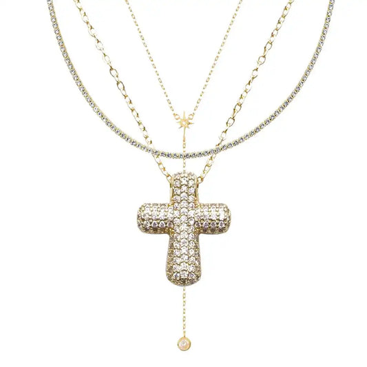 Icy Cross 3-Piece Necklace Bundle