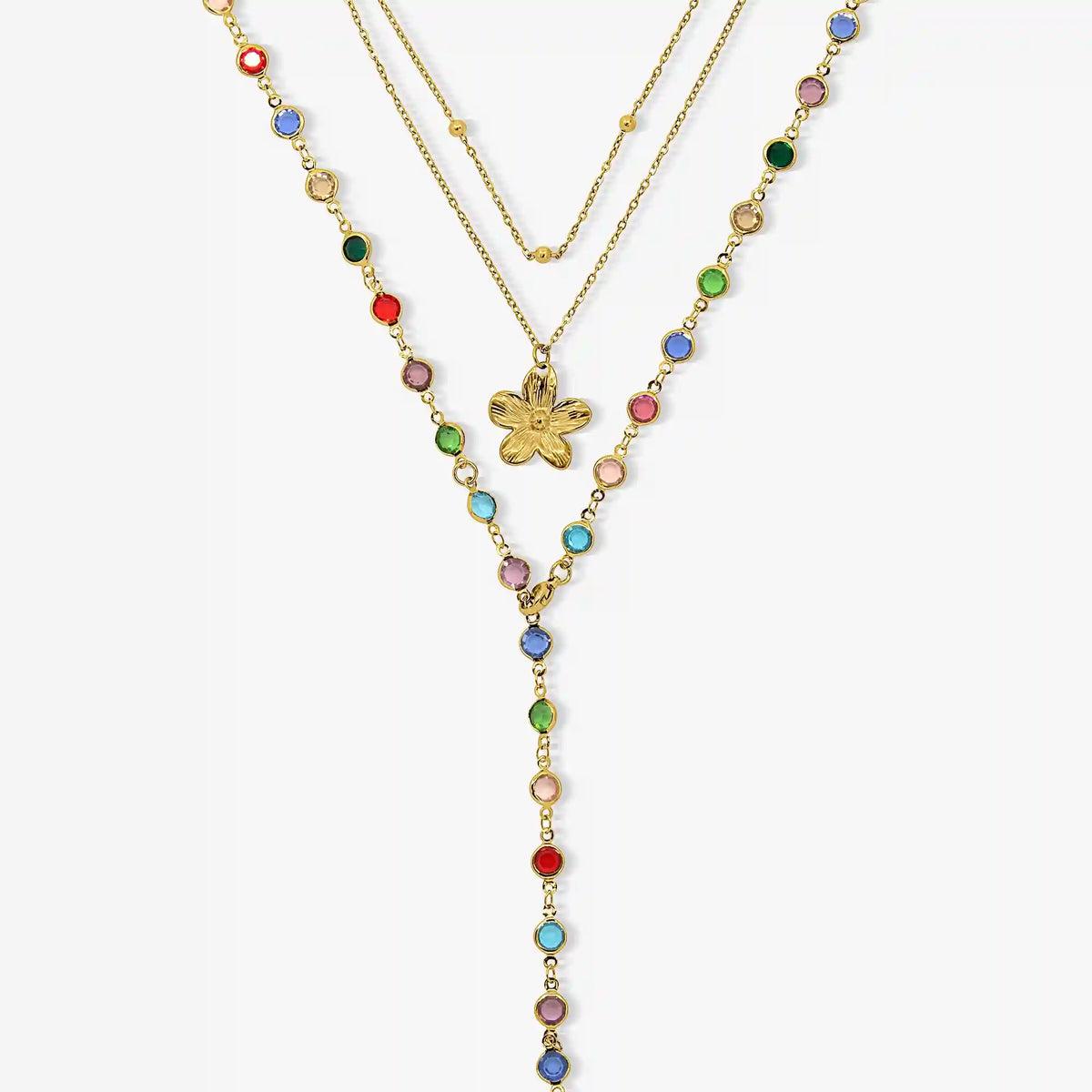 Sunset Glow Rainbow 3-Piece Necklace Set