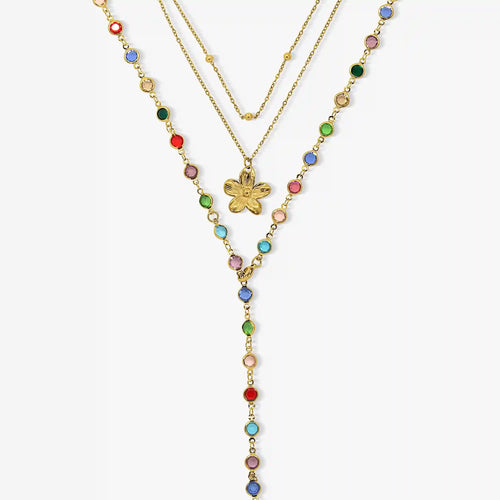 Sunset Glow Rainbow 3-Piece Necklace Set