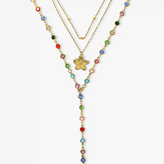 Sunset Glow Rainbow 3-Piece Necklace Set