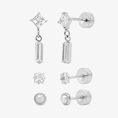Sweet Shine Flat Back 3 Piece Earring Set