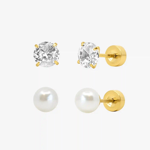 Timeless Babe Flat Back 2 Piece Earring Set Gold