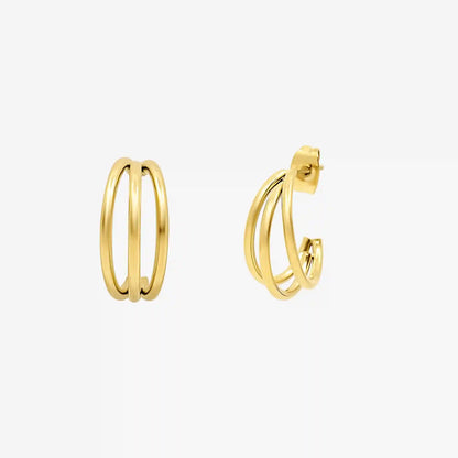Triple Charm Hoop Earrings