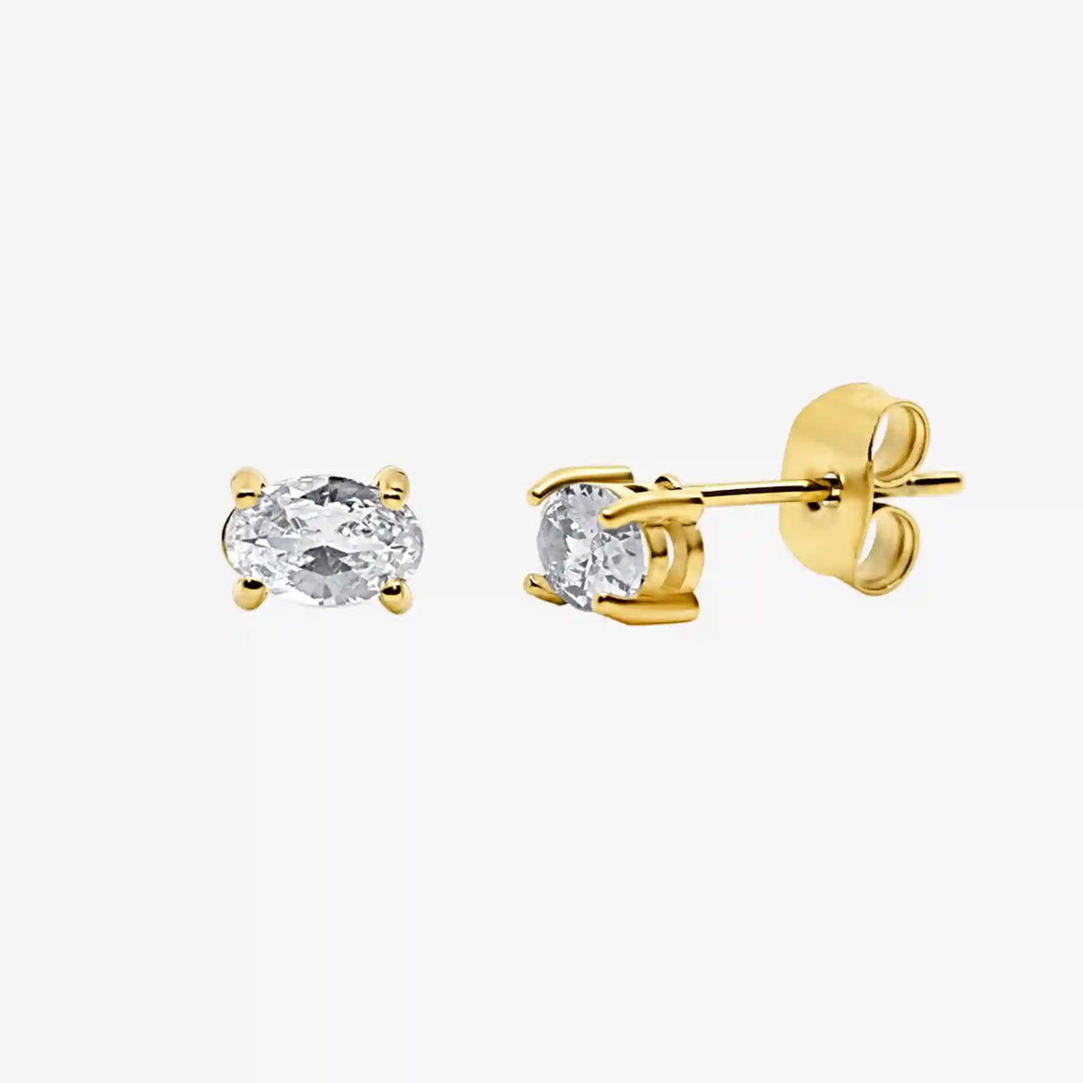 Twinkling Star Oval Stud Earrings